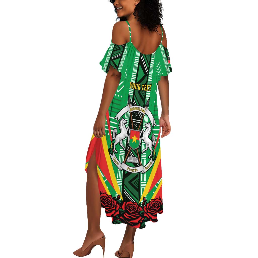 Personalised Afro Burkina Faso Summer Maxi Dress Coat Of Arms With Rose