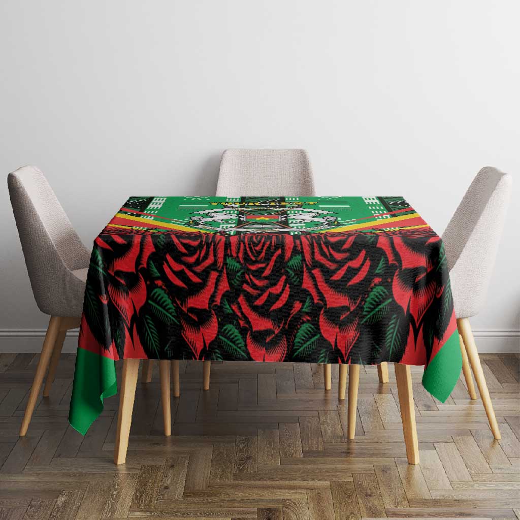 Personalised Afro Burkina Faso Tablecloth Coat Of Arms With Rose