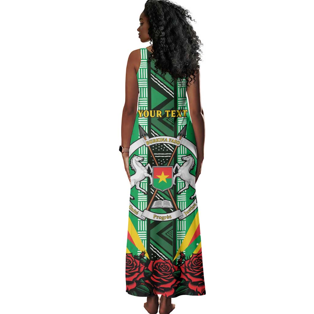 Personalised Afro Burkina Faso Tank Maxi Dress Coat Of Arms With Rose