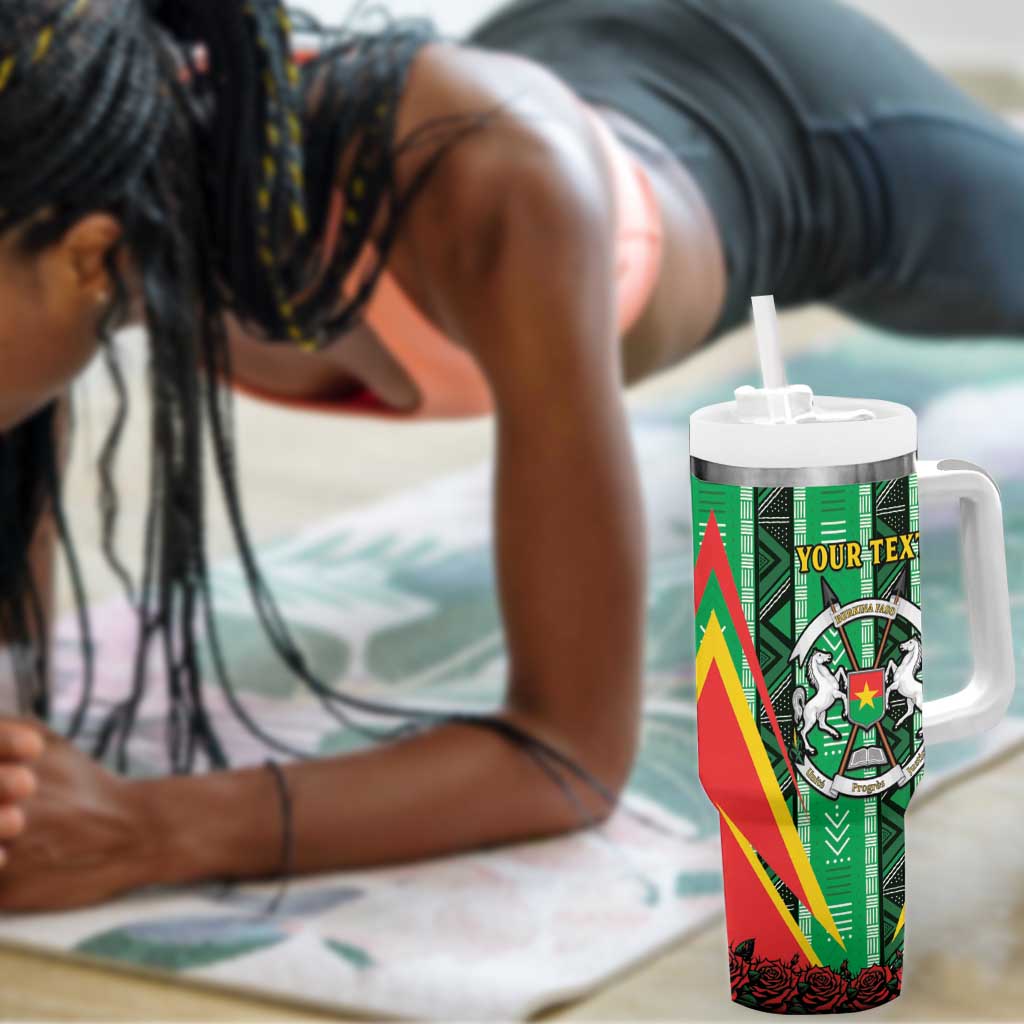 Personalised Afro Burkina Faso Tumbler With Handle Coat Of Arms With Rose