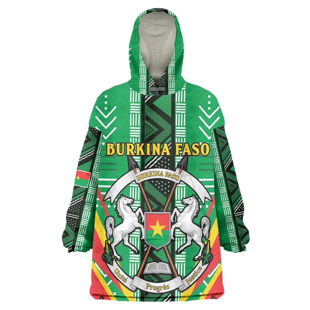 Personalised Afro Burkina Faso Wearable Blanket Hoodie Coat Of Arms With Rose