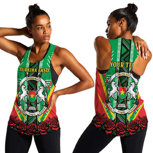 Personalised Afro Burkina Faso Women Racerback Tank Coat Of Arms With Rose