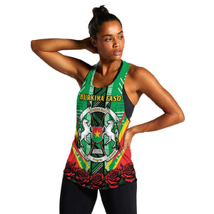 Personalised Afro Burkina Faso Women Racerback Tank Coat Of Arms With Rose