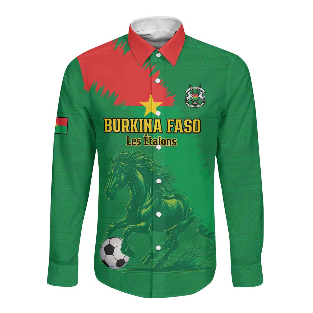 Burkina Faso Football Custom Long Sleeve Button Shirt Go Stallions