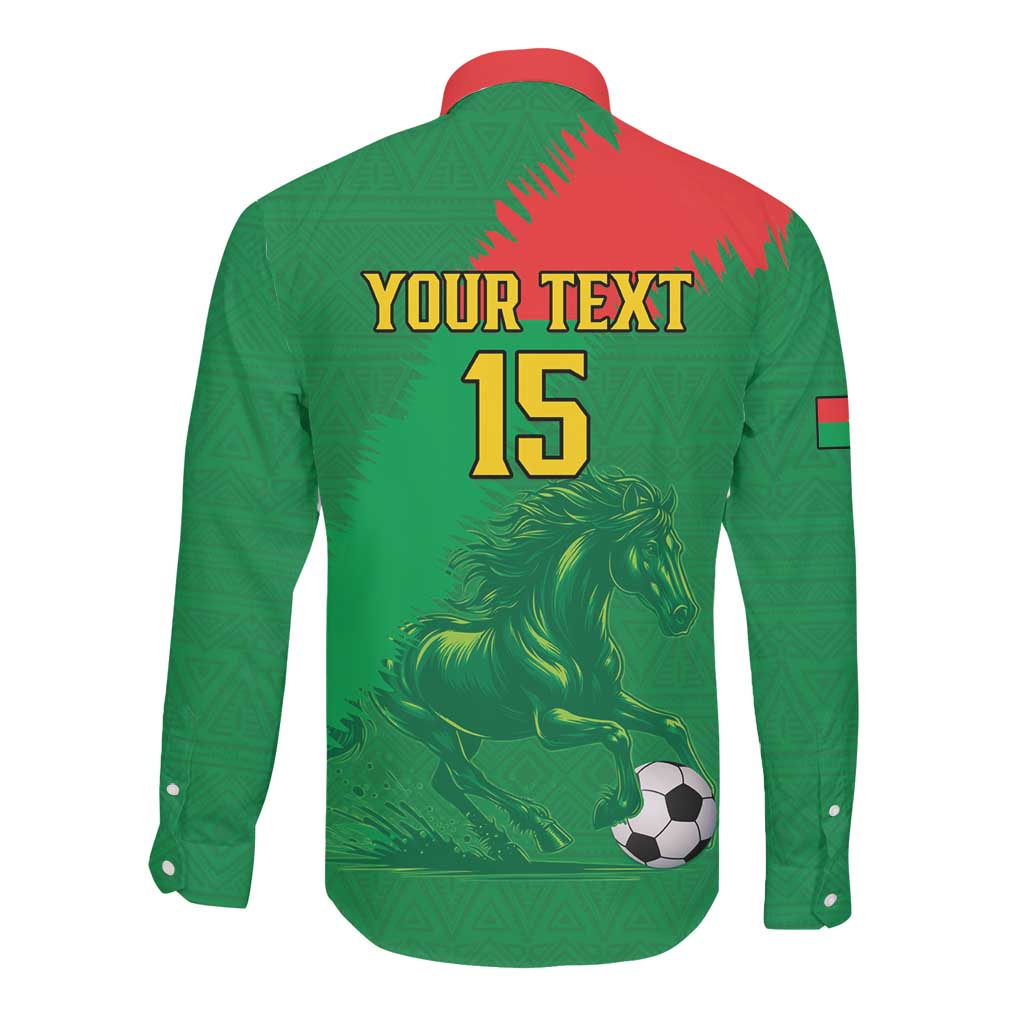 Burkina Faso Football Custom Long Sleeve Button Shirt Go Stallions
