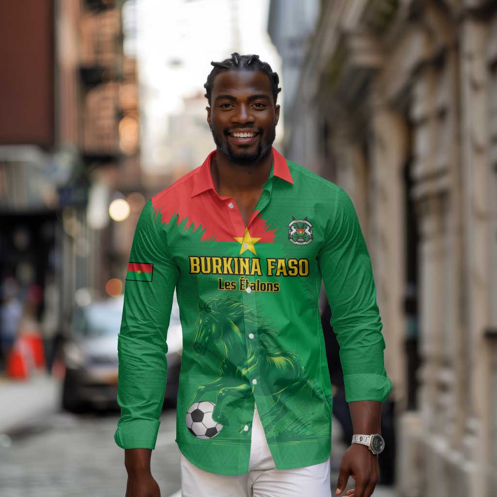 Burkina Faso Football Custom Long Sleeve Button Shirt Go Stallions