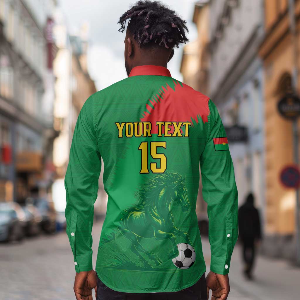Burkina Faso Football Custom Long Sleeve Button Shirt Go Stallions