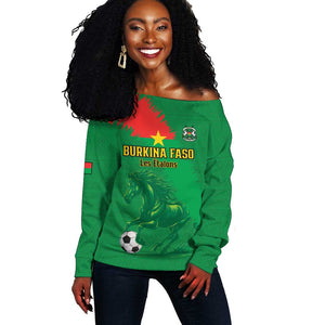 Burkina Faso Football Custom Off Shoulder Sweater Go Stallions