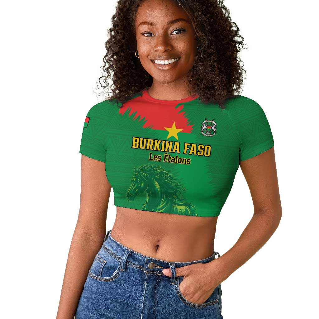 Burkina Faso Football Custom Raglan Cropped T shirt Go Stallions