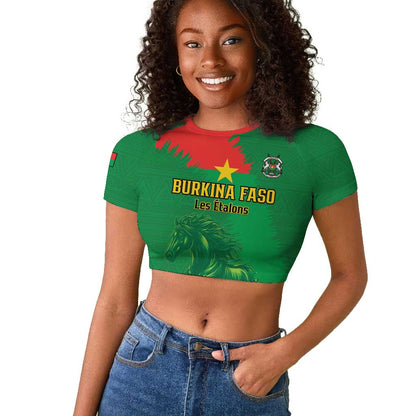 Burkina Faso Football Custom Raglan Cropped T shirt Go Stallions