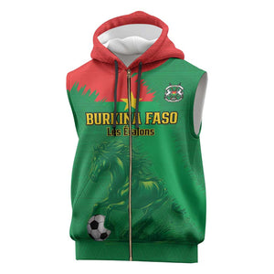 Burkina Faso Football Custom Sleeveless Zip Hoodie Go Stallions - African Pride