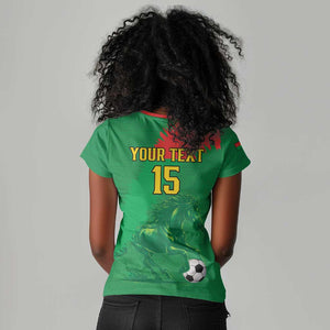 Burkina Faso Football Custom Women V-Neck T-Shirt Go Stallions