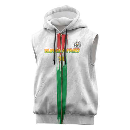 Burkina Faso Football Custom Sleeveless Zip Hoodie Go Champions - African Pride