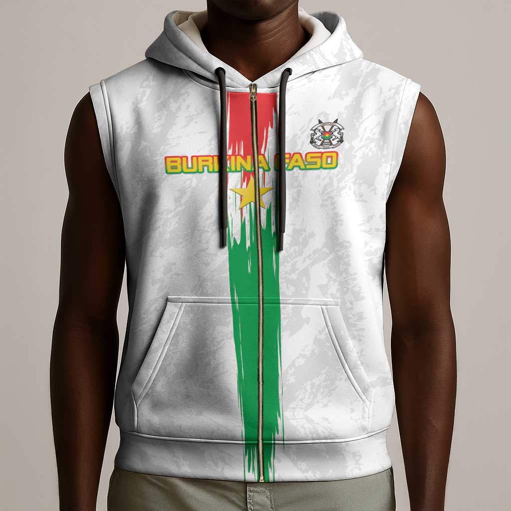 Burkina Faso Football Custom Sleeveless Zip Hoodie Go Champions - African Pride
