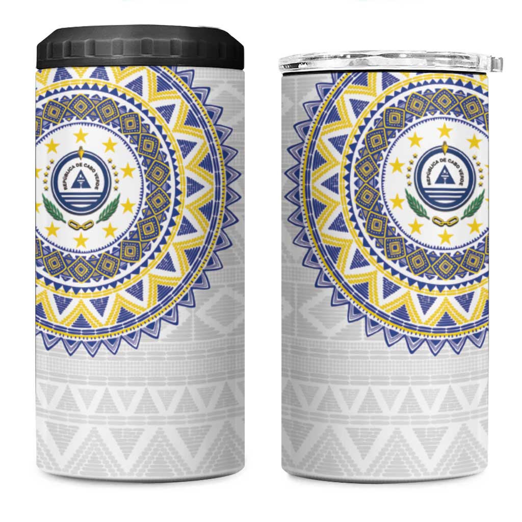 Cape Verde African Tribal Pattern 4 in 1 Can Cooler Tumbler Chest Arm Tattoo