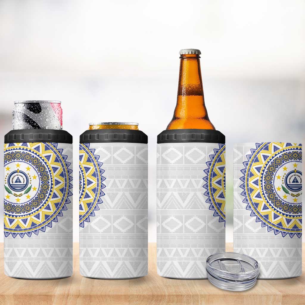 Cape Verde African Tribal Pattern 4 in 1 Can Cooler Tumbler Chest Arm Tattoo