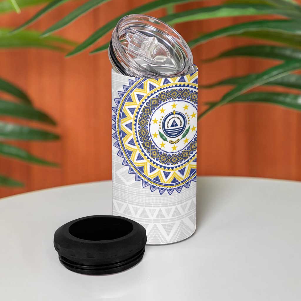 Cape Verde African Tribal Pattern 4 in 1 Can Cooler Tumbler Chest Arm Tattoo