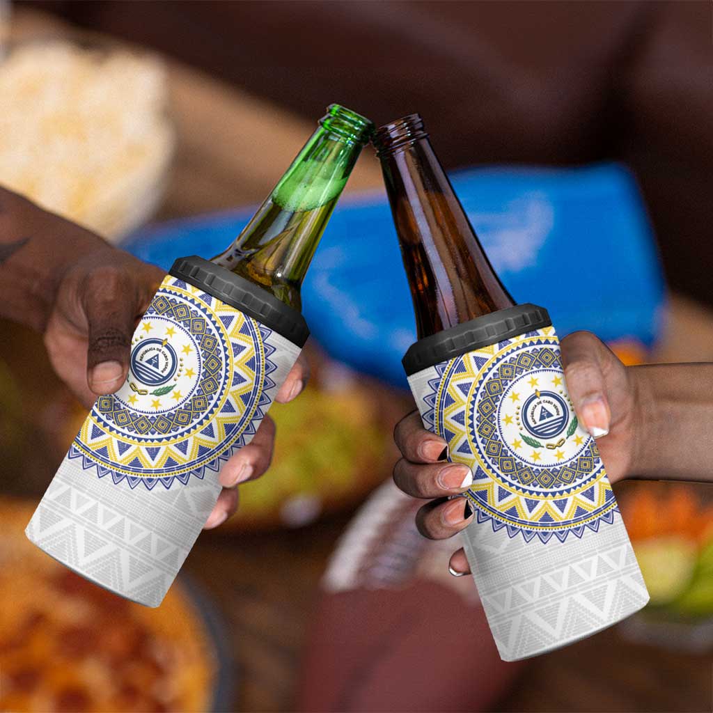 Cape Verde African Tribal Pattern 4 in 1 Can Cooler Tumbler Chest Arm Tattoo