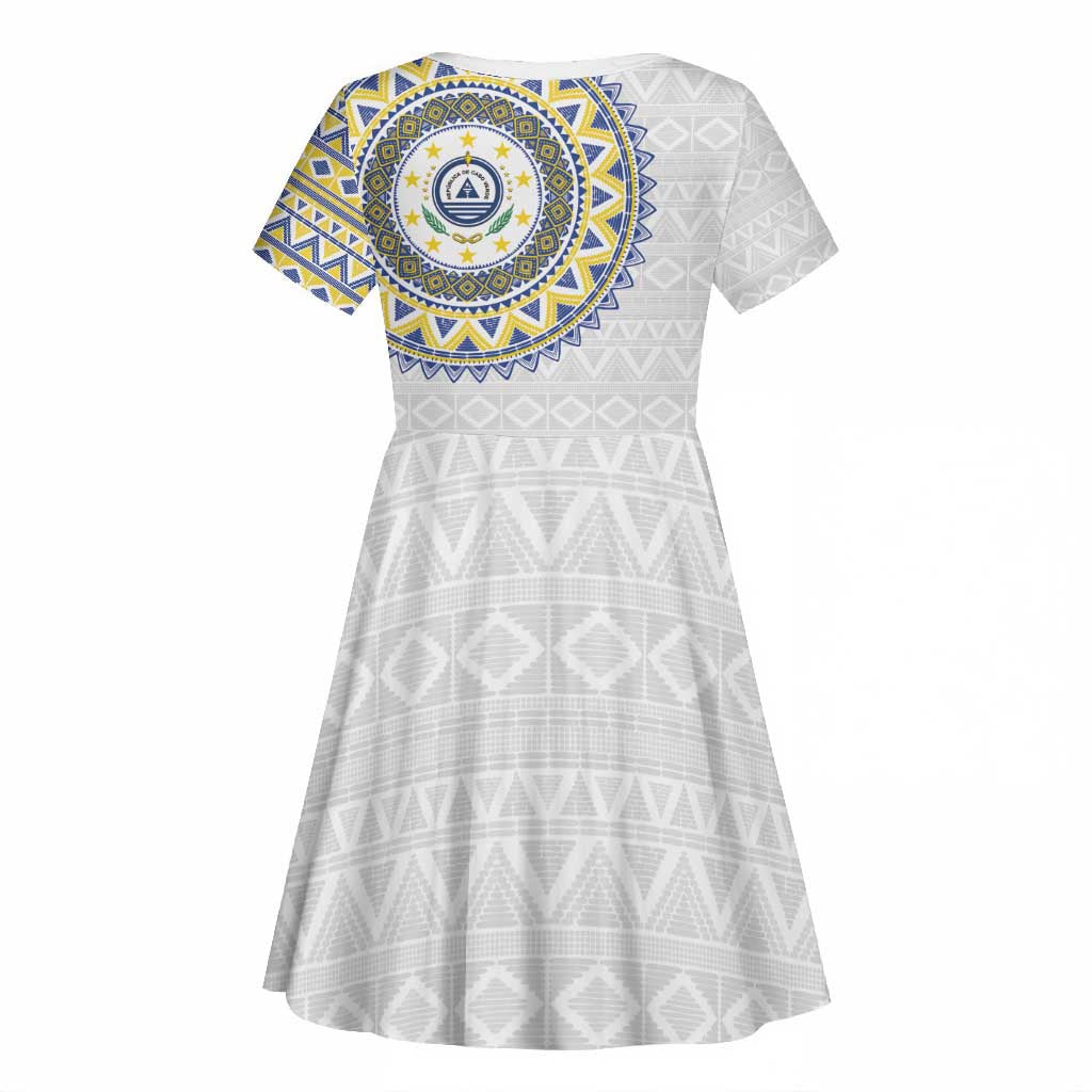 Cape Verde African Tribal Pattern Kid Short Sleeve Dress Chest Arm Tattoo