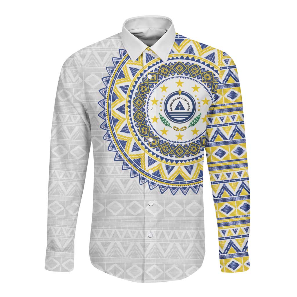Cape Verde African Tribal Pattern Long Sleeve Button Shirt Chest Arm Tattoo