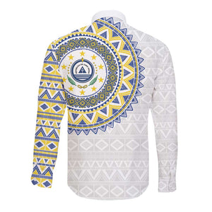Cape Verde African Tribal Pattern Long Sleeve Button Shirt Chest Arm Tattoo
