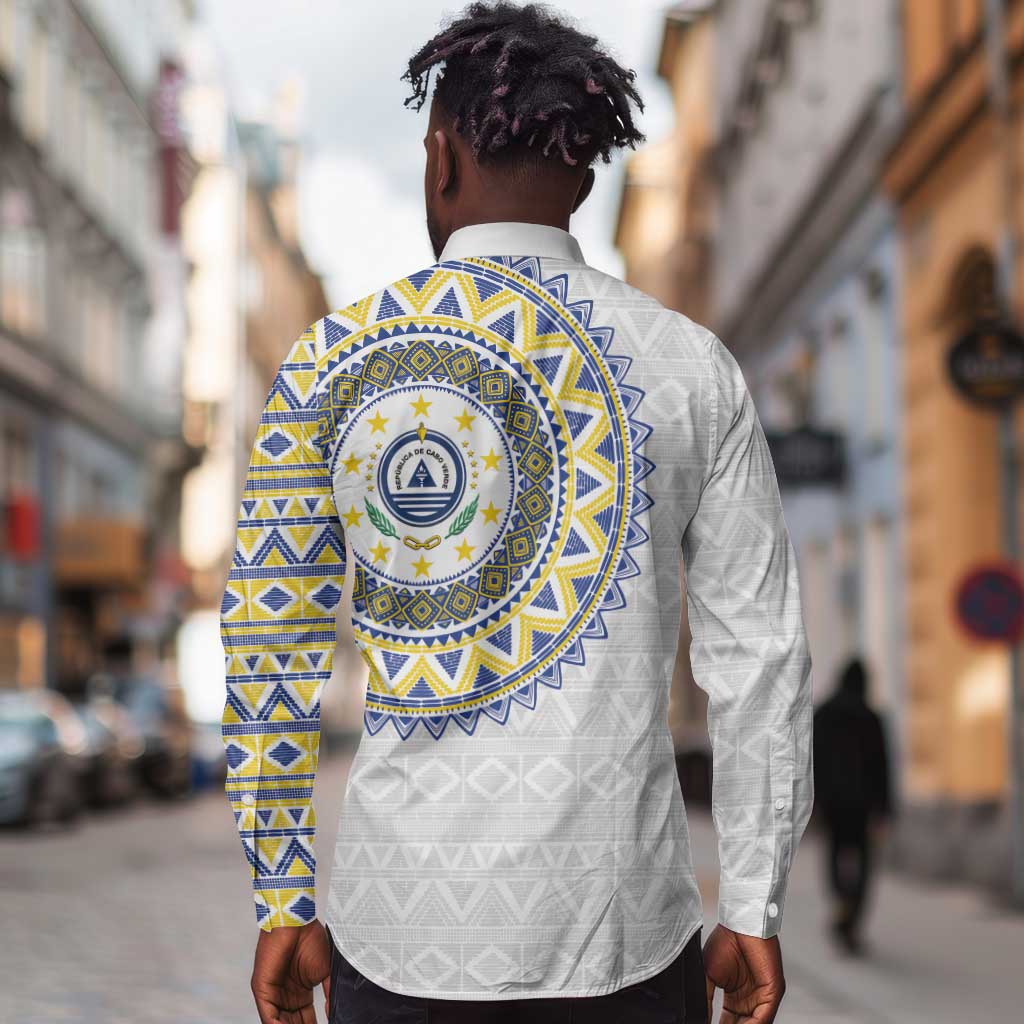 Cape Verde African Tribal Pattern Long Sleeve Button Shirt Chest Arm Tattoo