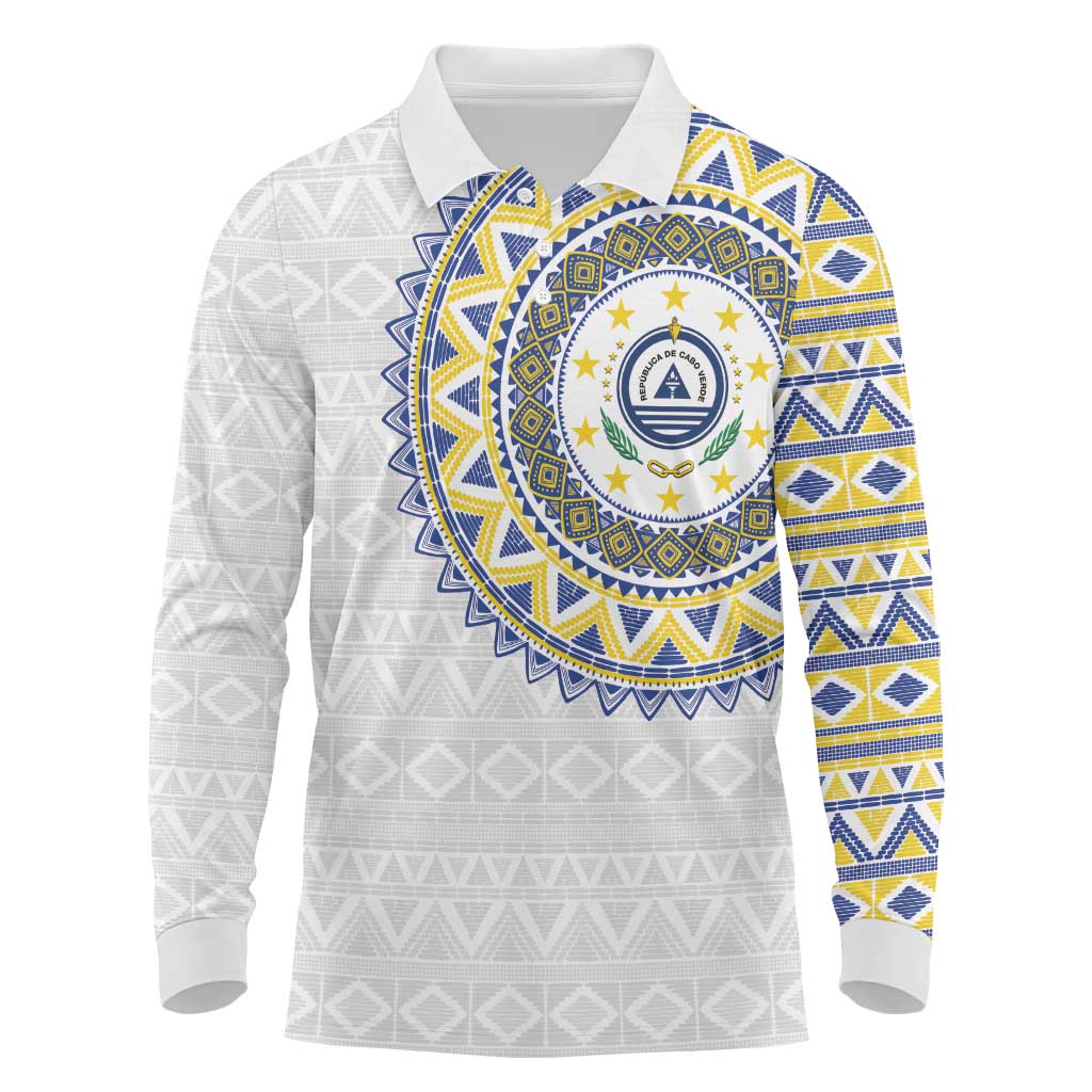 Cape Verde African Tribal Pattern Long Sleeve Polo Shirt Chest Arm Tattoo