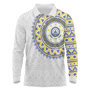 Cape Verde African Tribal Pattern Long Sleeve Polo Shirt Chest Arm Tattoo