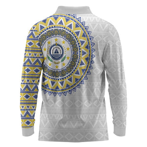 Cape Verde African Tribal Pattern Long Sleeve Polo Shirt Chest Arm Tattoo