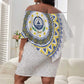 Cape Verde African Tribal Pattern Off Shoulder Short Dress Chest Arm Tattoo