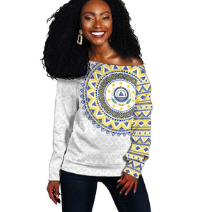 Cape Verde African Tribal Pattern Off Shoulder Sweater Chest Arm Tattoo