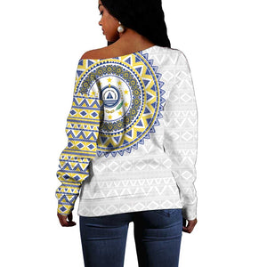 Cape Verde African Tribal Pattern Off Shoulder Sweater Chest Arm Tattoo