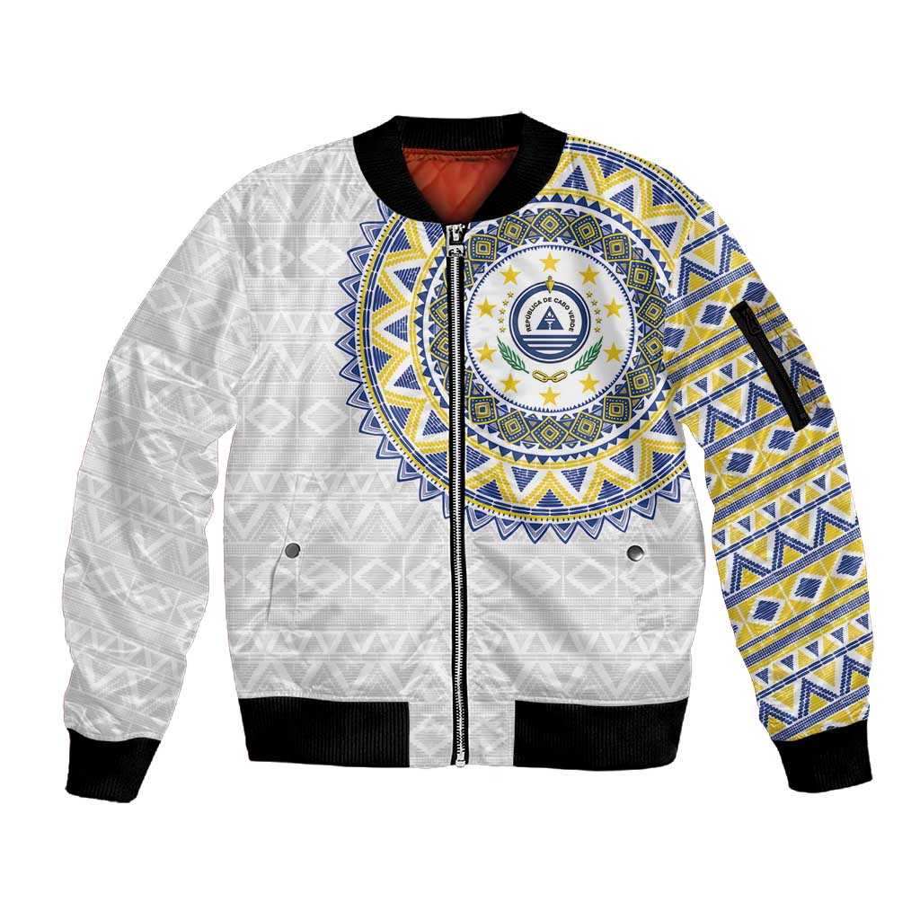 Cape Verde African Tribal Pattern Sleeve Zip Bomber Jacket Chest Arm Tattoo