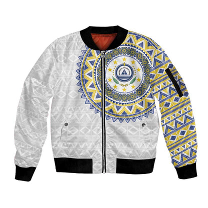 Cape Verde African Tribal Pattern Sleeve Zip Bomber Jacket Chest Arm Tattoo