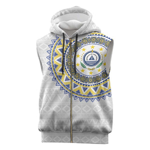 Cape Verde African Tribal Pattern Sleeveless Zip Hoodie Chest Arm Tattoo - African Pride