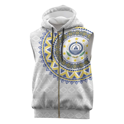 Cape Verde African Tribal Pattern Sleeveless Zip Hoodie Chest Arm Tattoo - African Pride