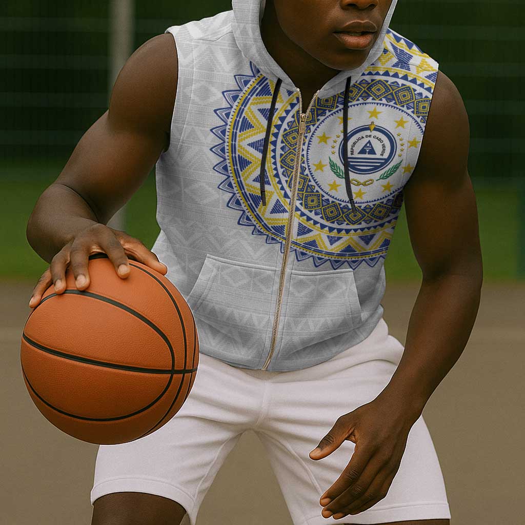 Cape Verde African Tribal Pattern Sleeveless Zip Hoodie Chest Arm Tattoo - African Pride
