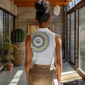 Cape Verde African Tribal Pattern Women Sleeveless Polo Shirt Chest Arm Tattoo