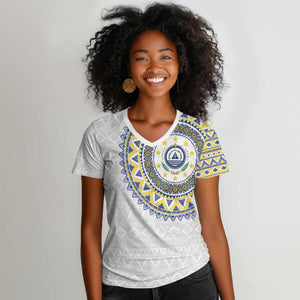 Cape Verde African Tribal Pattern Women V-Neck T-Shirt Chest Arm Tattoo