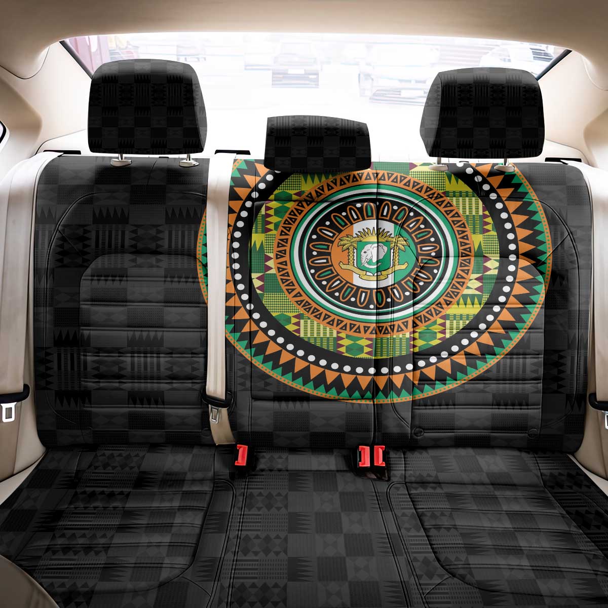 Ivory Coast African Tribal Pattern Back Car Seat Cover Chest Arm Tattoo