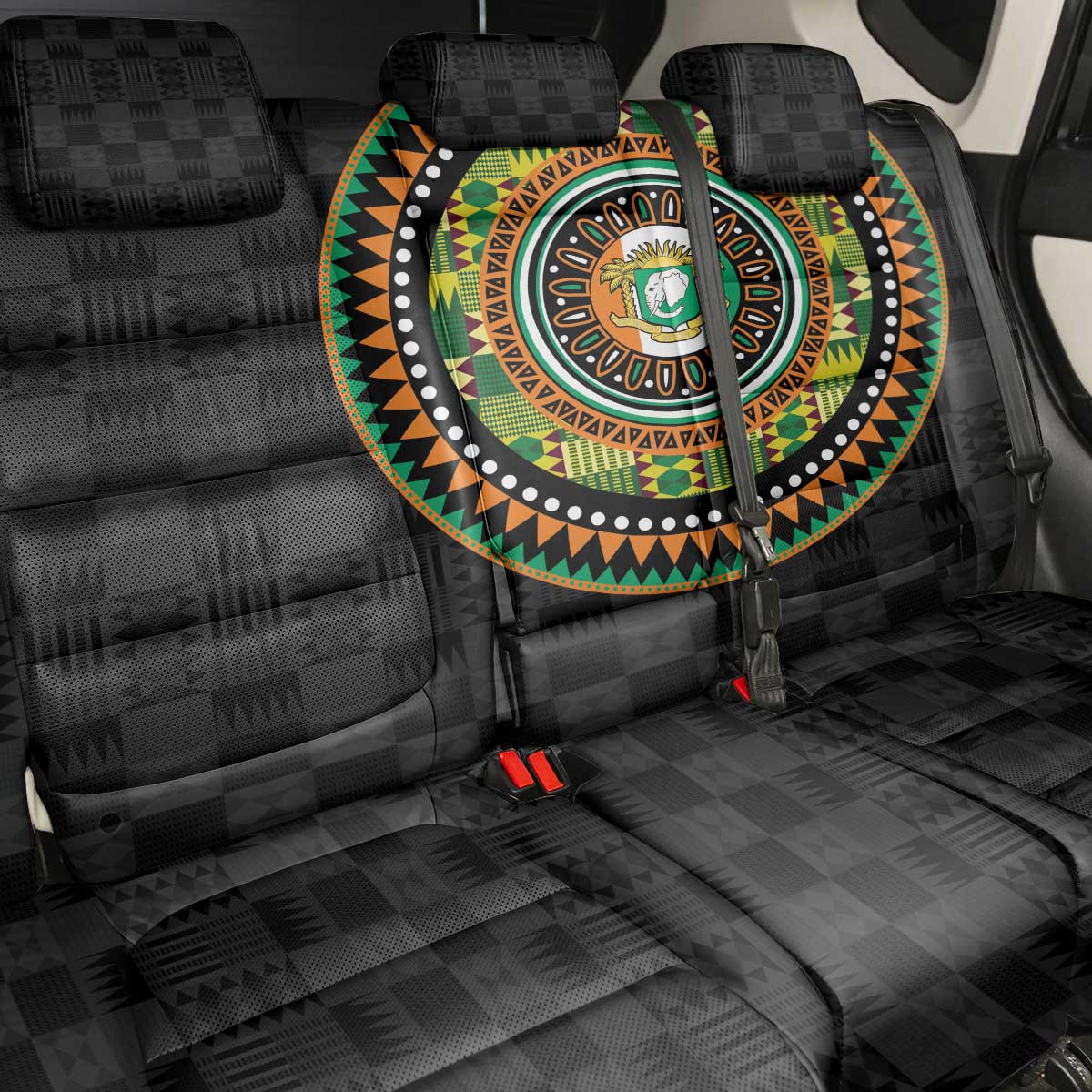 Ivory Coast African Tribal Pattern Back Car Seat Cover Chest Arm Tattoo