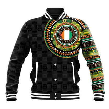 Ivory Coast African Tribal Pattern Baseball Jacket Chest Arm Tattoo