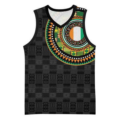 Ivory Coast African Tribal Pattern Basketball Jersey Chest Arm Tattoo - African Pride