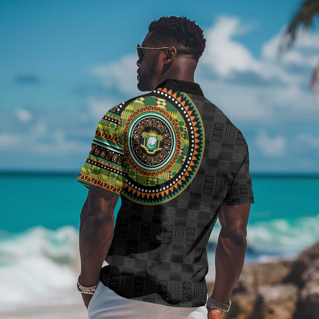 Ivory Coast African Tribal Pattern Hawaiian Shirt Chest Arm Tattoo