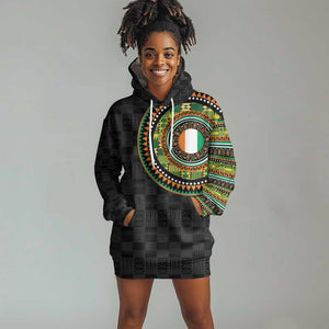 Ivory Coast African Tribal Pattern Hoodie Dress Chest Arm Tattoo