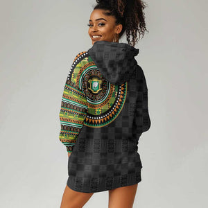 Ivory Coast African Tribal Pattern Hoodie Dress Chest Arm Tattoo