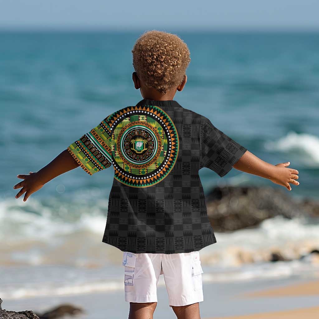 Ivory Coast African Tribal Pattern Kid Hawaiian Shirt Chest Arm Tattoo