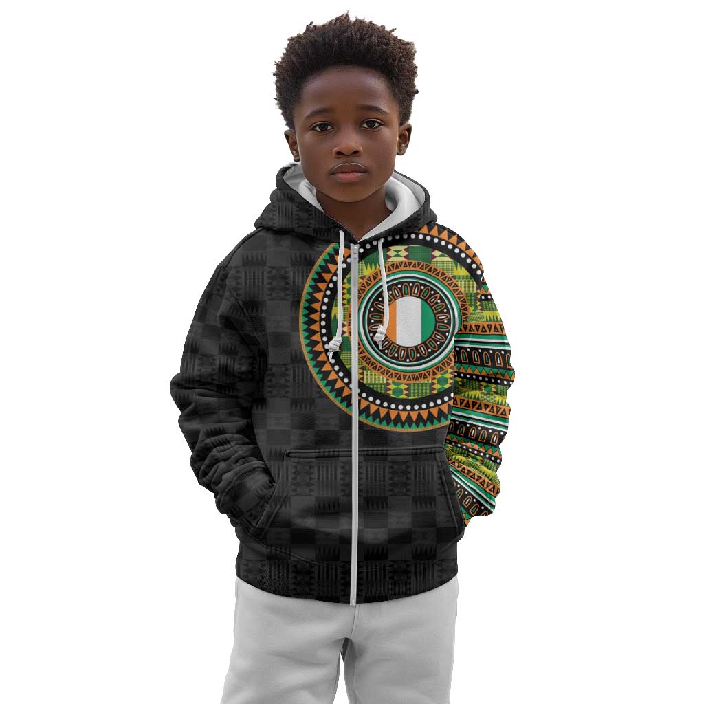 Ivory Coast African Tribal Pattern Kid Hoodie Chest Arm Tattoo