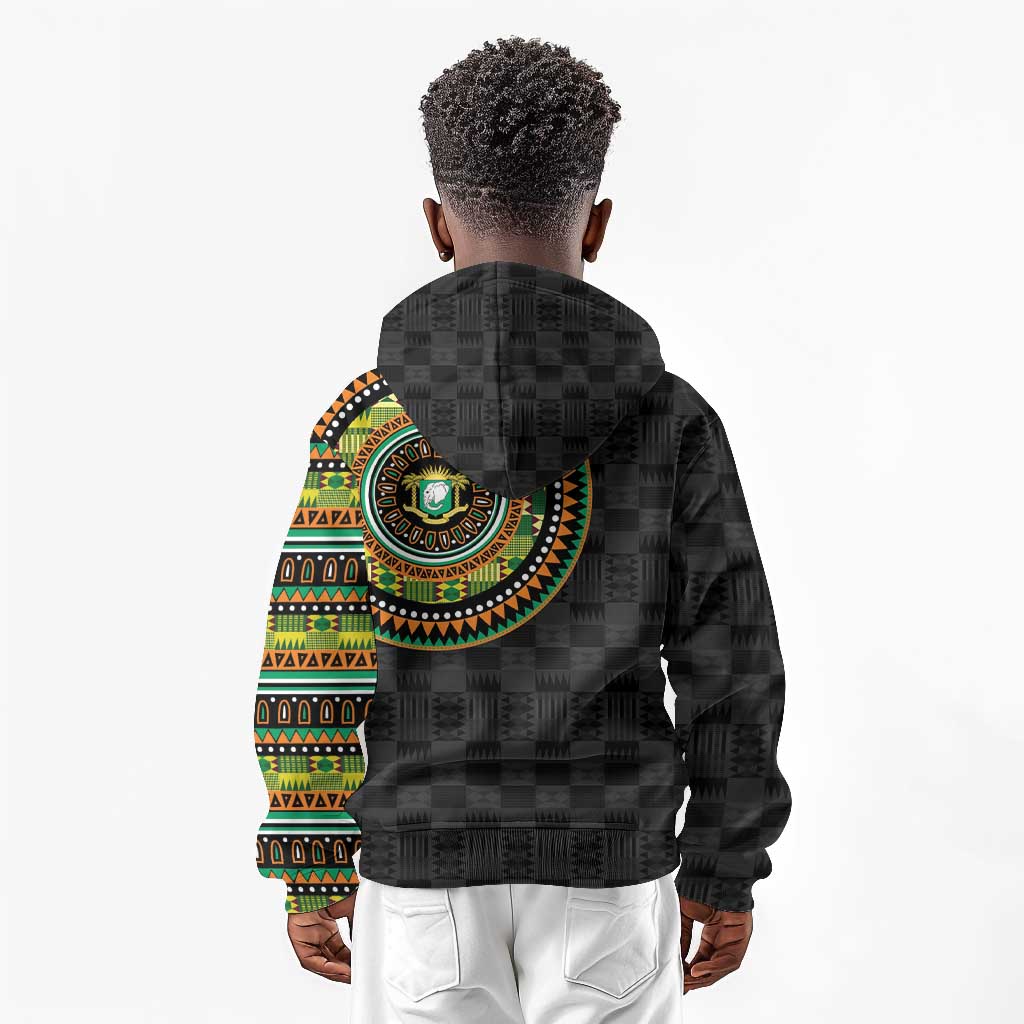 Ivory Coast African Tribal Pattern Kid Hoodie Chest Arm Tattoo