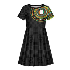 Ivory Coast African Tribal Pattern Kid Short Sleeve Dress Chest Arm Tattoo